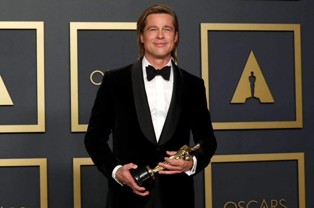 Best Supporting Actor Brad Pitt poses with his Oscar in the photo room during the 92nd Academy Awards in Hollywood, Los Angeles, California, U.S., February 9, 2020. REUTERS/Lucas Jackson