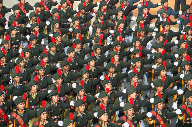 National Cadet Corps (NCC) contingent marches during the 71st Republic Day Parade at Rajpath, in New Delhi, Sunday, Jan. 26, 2020. (PTI Photo/Kamal Singh)