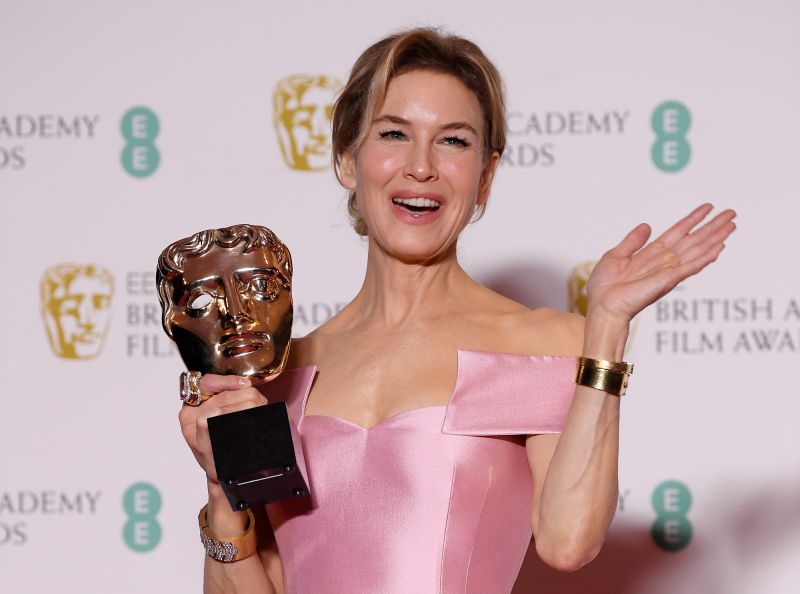 Renee Zellweger poses with her award for Leading Actress for 'Judy' at the British Academy of Film and Television Awards (BAFTA) at the Royal Albert Hall in London, Britain, February 2, 2020. REUTERS/Toby Melville