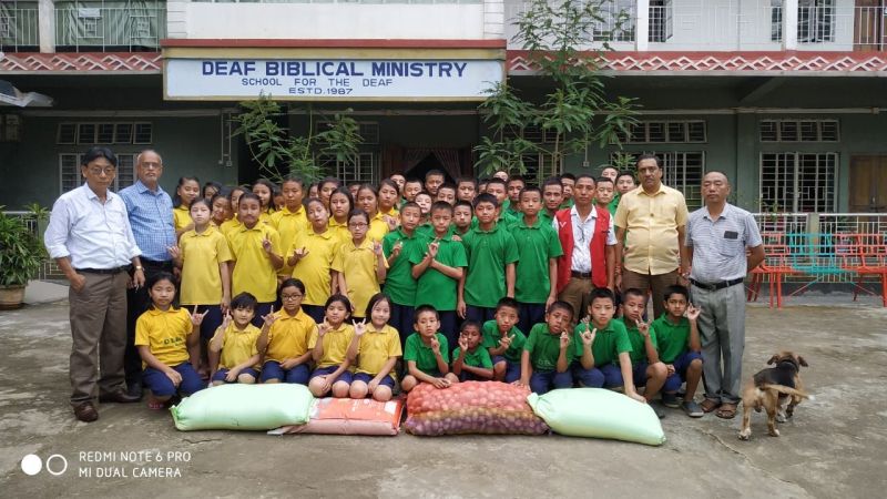 The officials of Dimapur District Citizen Forum (DDCF) visited Deaf and Dumb School at Naharbari on occasion of the Independence Day and distributed food items to the children. (Photo Courtesy: DDCF)