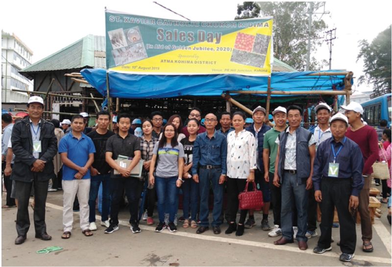 St. Xavier Catholic Church, Kidima organized a sales day programme in aid of golden jubilee (2020) on August 10 at PR Hill junction sponsored by ATMA Kohima district. District Agriculture Officer & PD (ATMA), Kohima district B Imti Tzudir spoke during the programme. (Photo Courtesy: ATMA Kohima) 