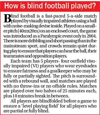 How is blind football played?