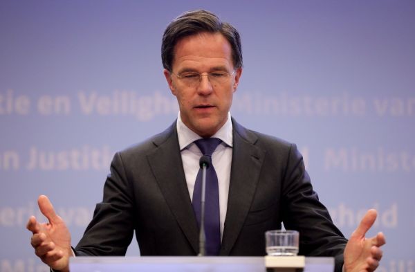 Dutch Prime Minister Mark Rutte speaks during a news conference in the Hague, Netherlands on March 19, 2020. (REUTERS File Photo)