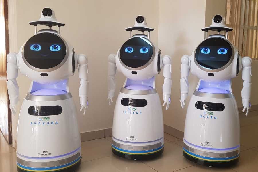 High-tech robots developed by Zora Bots, a Belgium-based company, and donated by the United Nations Development Program (UNDP) are seen during a demonstration at the Kanyinya treatment centre that treats coronavirus disease (COVID-19) patients, in Kigali, Rwanda May 29, 2020.(Reuters Photo)