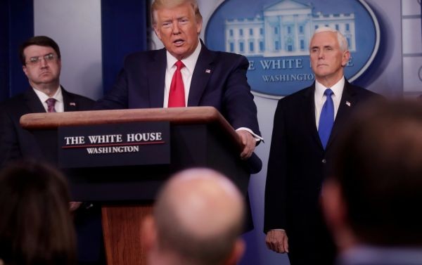 U.S. President Donald Trump responds to a question about his repeated use of the terms "Chinese virus" and "China virus" during the daily White House coronavirus response briefing with members of the administration's coronavirus task force at the White House in Washington, US on March 18, 2020. (REUTERS File Photo)