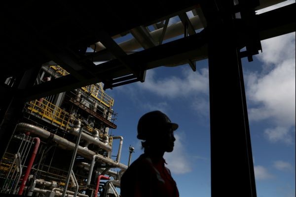 A worker walks inside the Brazil's Petrobras P-66 oil rig in the offshore Santos Basin in Rio de Janeiro, Brazil on September 5, 2018.. (REUTERS File Photo)