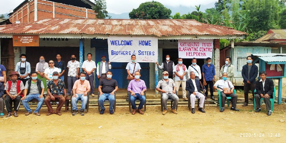 Officials and others during the brief dedication ceremony of all five institutional quarantine facility centres at Ahthibung, Peren held on May 24.