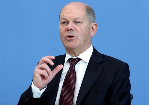 German Finance Minister Olaf Scholz addresses the media during a news conference in Berlin, Germany on May 14, 2020. (REUTERS File Photo)
