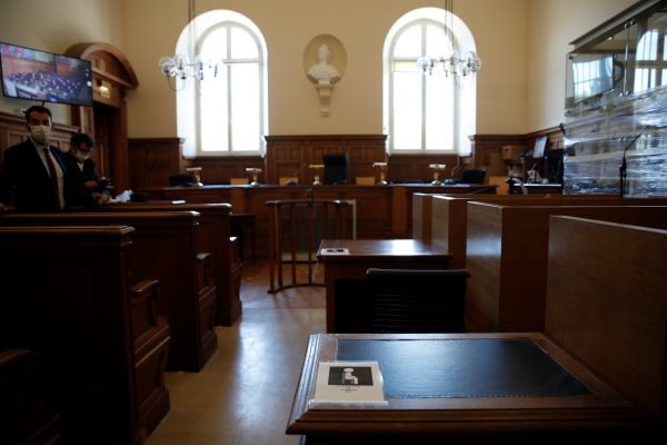 A view shows the courtroom after the initial extradition hearing for Rwandan genocide suspect Felicien Kabuga, at the Paris courthouse, France on May 20, 2020. (REUTERS Photo)