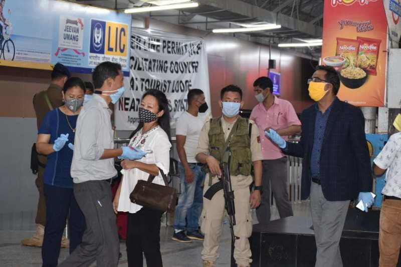 Deputy Commissioner of Dimapur, Anoop Khinchi IAS, at the Dimapur railway station seeing off the migrant workers who left for Bihar on May 23 by a special train sponsored by the Government of Nagaland. (DIPR Photo)