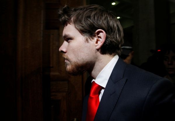 Australian Jock Palfreeman walks into the courtroom before the start of a hearing of his appeal case in the Court of Appeal in Sofia on January 19, 2011.       (REUTERS File Photo)