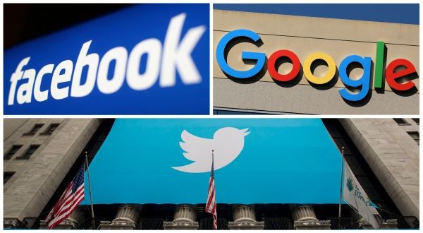 Facebook, Google and Twitter logos are seen in this combination photo from Reuters files.