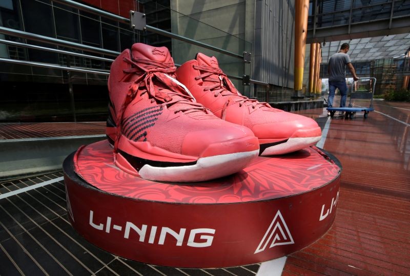 A sculpture of shoes is displayed at Li Ning Center in Beijing, China June 20, 2016. REUTERS/Jason Lee/Files