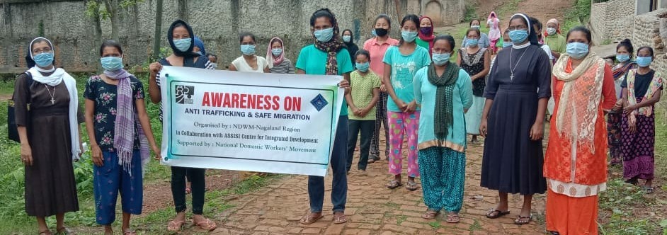Participants during the International Day against Drug Abuse and Illicit Trafficking event organized by National Domestic Workers Movement-Nagaland Region in collaboration with Assisi Centre for Integrated Development in Kacharigaon, Dimapur on June 26.