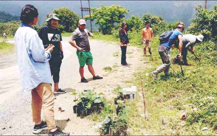 The Phek Town Chakhesang Students' Union (PTCSU) observed World Environment Day at Phek town. It was observed by adhering social distancing protocol. Around 200 trees and shrubs saplings planted in the different locations of Phek town. (Photo Courtesy: PTCSU)