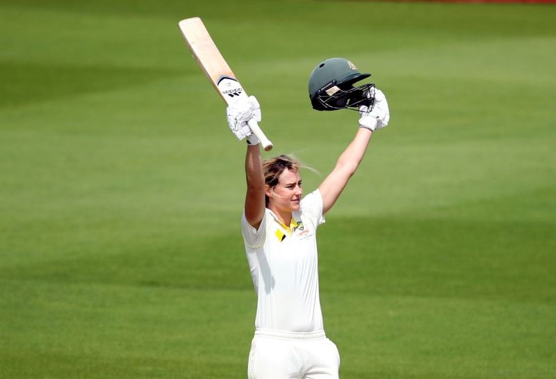 FILE PHOTO: Cricket - Women’s Ashes - Test Match - England v Australia - The Coopers Associates County Ground, Taunton, Britain - July 19, 2019 Australia's Ellyse Perry celebrates reaching her century Action Images via Reuters/Peter Cziborra