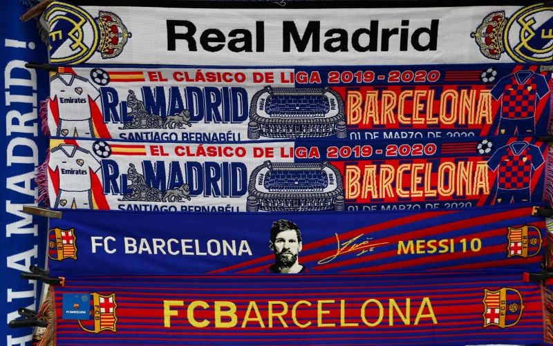 General view of scarves for sale outside the stadium before the match. (Reuters File Photo)