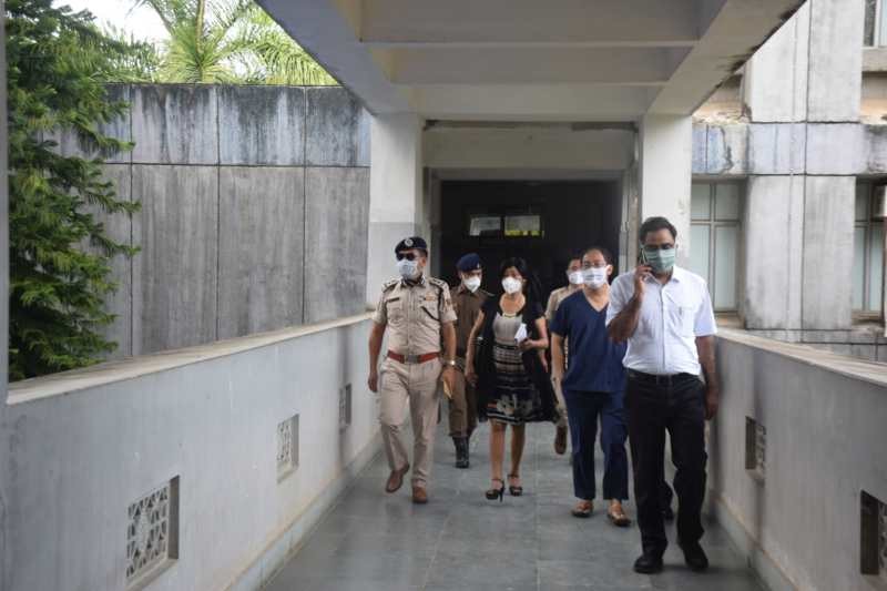 Deputy Commissioner Dimapur, Anoop Kinchi and Commissioner Police Dimapur Rothihu Tetseo visited CISHR Dimapur to see the overall progress of BSL 2 installation. (DIPR Photo)