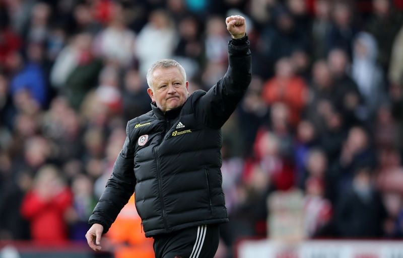 FILE PHOTO: Soccer Football - Premier League - Sheffield United v Norwich City - Bramall Lane, Sheffield, Britain - March 7, 2020 Sheffield United manager Chris Wilder celebrates after the match Action Images via Reuters/Molly Darlington