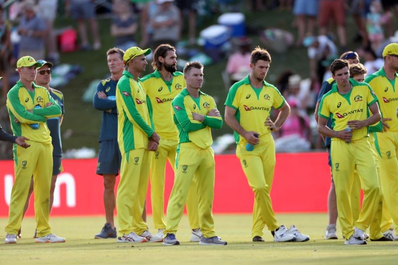 The Australia players look dejected after South Africa win the Third ODI REUTERS/Siphiwe Sibeko/File Photo