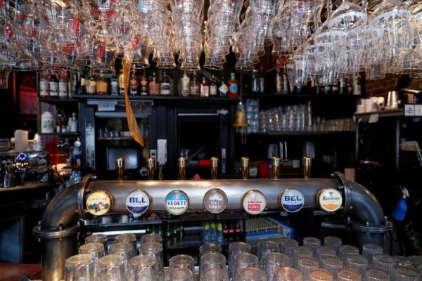 A view of a bar counter in central Brussels, as the country began easing lockdown restrictions following the coronavirus disease (COVID-19) outbreak in Belgium on June 4, 2020. (REUTERS Photo)