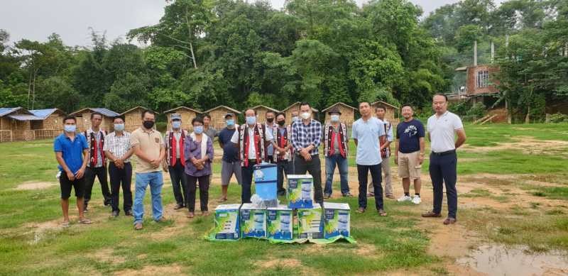 Prodigals' Home and NEIDA donated six Tata Swach water purifier filter to Aoyimkum village quarantine centre on June 19. (Photo Courtesy: Aoyimkum Covid Task Force Committee)