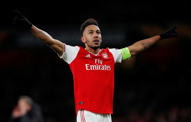 Arsenal's Pierre-Emerick Aubameyang celebrates scoring their first goal Action Images via Reuters/Paul Childs/Files