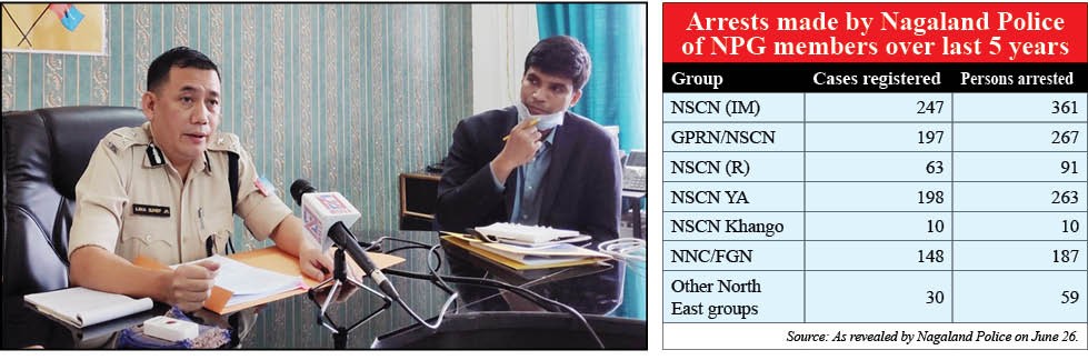 IGP (Range), Limasunep Jamir, IPS and SP (Crime), Manoj Kumar, IPS, at the press briefing in Kohima on June 26. (DIPR Photo)