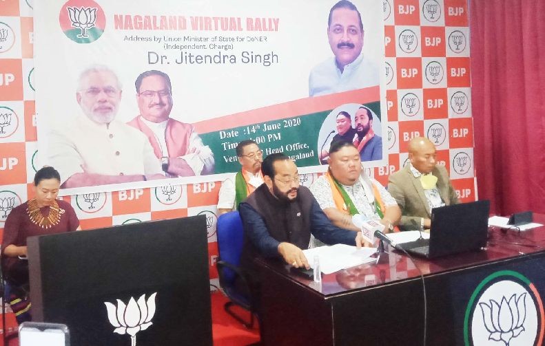 Nagaland’s Deputy Chief Minister Y Patton addressing Nagaland Virtual Rally in Kohima on June 14. (Morung Photo)