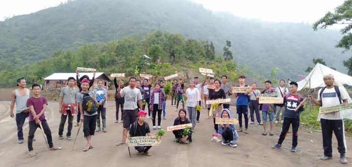 A midst Lock down Middle Khomi Students Union (MKSU) had observed World Environment Day and planted hundreds of trees and also put some environment quotes inscription on road side. (Photo Courtesy: MKSU)