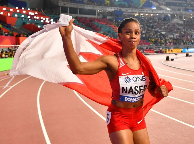 Bahrain's Salwa Eid Naser reacts after winning 400 metres gold at the 2019 World Athletics Championships - Khalifa International Stadium, Doha, Qatar - October 3, 2019 (Reuters File Photo)