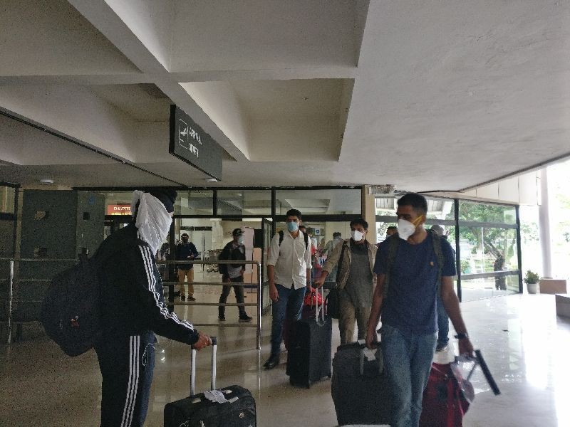 A total of 250 people reached Dimapur by flight on June 24. Out of 250, Air India bought 102 from Kolkata and seven from Guwahati while Indigo flight bought 141 from Kolkata. A report from the DPRO office Dimapur stated that “after the medical screening and mandatory procedures were done, all the returnees were transported by buses to their respective quarantine centers.” (DIPR Photo)