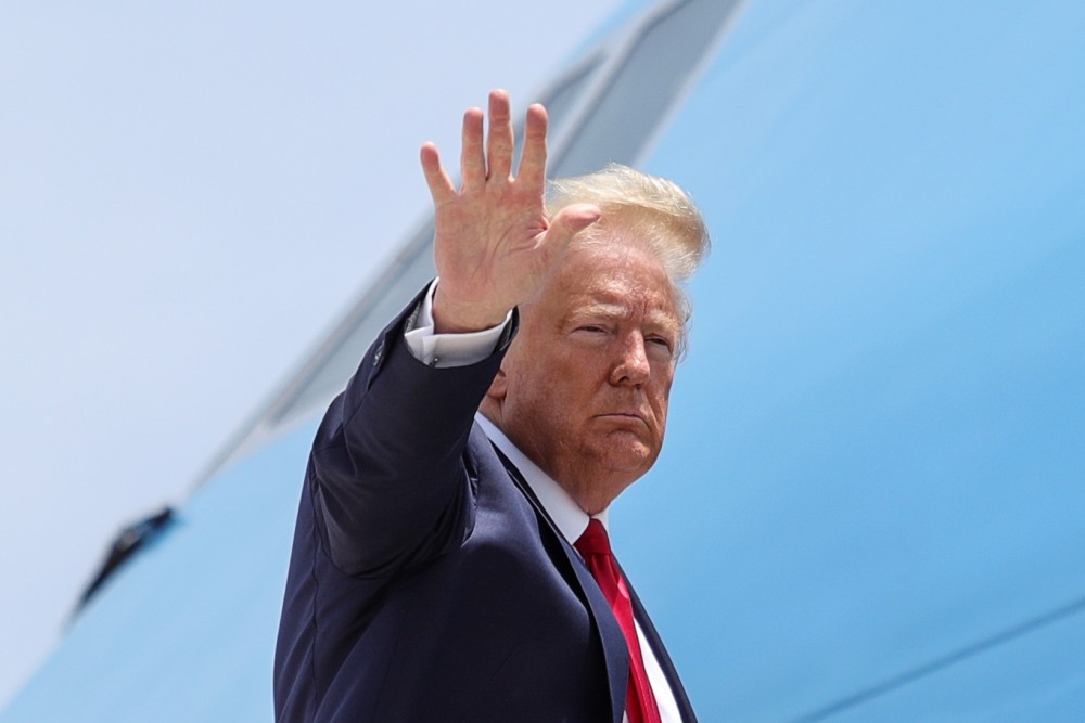 U.S. President Donald Trump boards Air Force One as he departs Washington for travel to Guilford, Maine at Jont Base Andrews, Maryland, US on June 5, 2020. (REUTERS Photo)