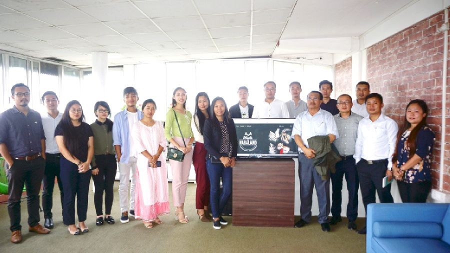 Director of Industries & Commerce, K.Hokishe Assumi with YouthNet team and others during the launch of Made in Nagaland e-commerce site on June 29. (Morung Photo)