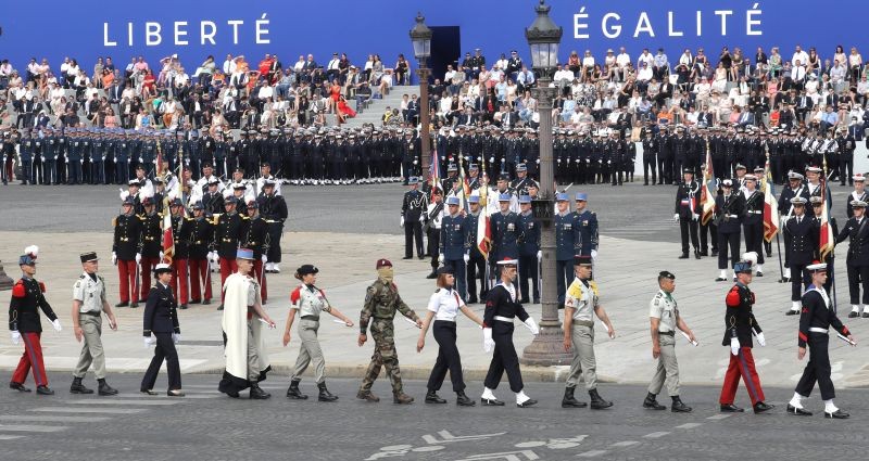 French troops take part in the annual Bastille Day military ceremony on the Place de la Concorde in Paris on July 14. (REUTERS Photo)