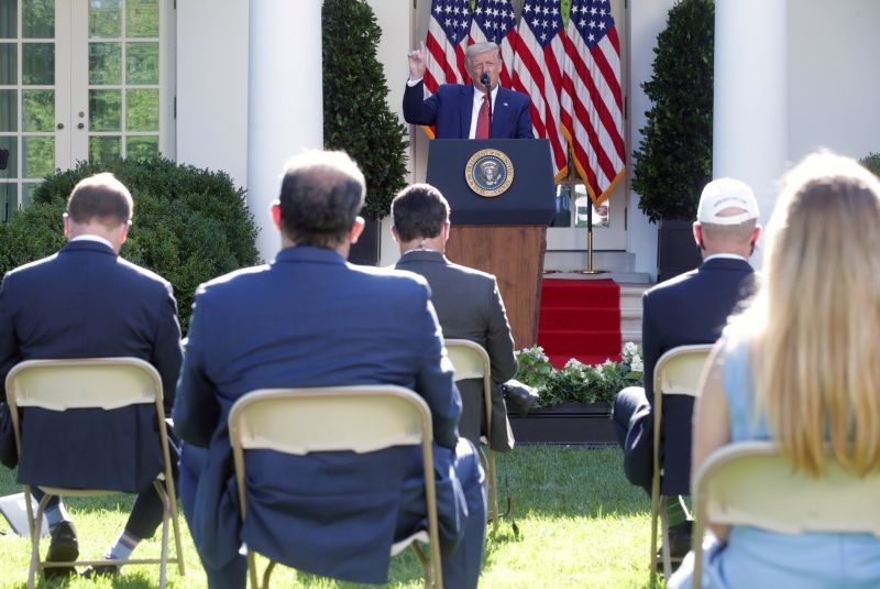 U.S. President Donald Trump attends a news conference in the Rose Garden at the White House in Washington, US on July 14, 2020. (REUTERS Photo)