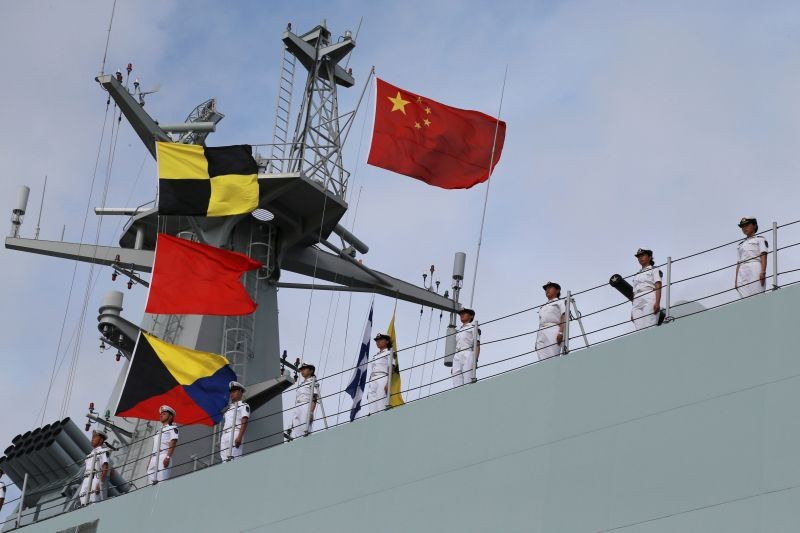 Soldiers of China's People's Liberation Army (PLA) stand on a ship sailing off to set up a base in Djibouti, from a military port in Zhanjiang, Guangdong province, China on July 11, 2017. (REUTERS File Photo)