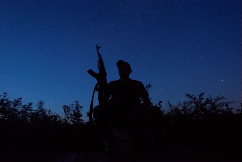 A Ukrainian serviceman is seen at a position on the front line near the town of Novotoshkivske in Luhansk region, Ukraine on July 26, 2020. (REUTERS Photo)