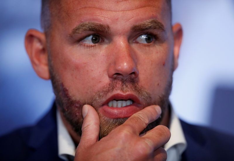 FILE PHOTO: Boxing - Matchroom - Billy Joe Saunders Press Conference - London Bridge, London, Britain - August 13, 2019 Billy Joe Saunders during an interview after the press conference Action Images via Reuters/Matthew Childs
