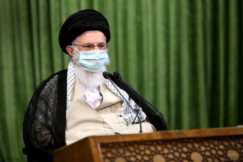 Iran's Supreme Leader Ayatollah Ali Khamenei wears a protective face mask, during a virtual meeting with lawmakers in Tehran, Iran on July 12, 2020. (REUTERS File Photo)