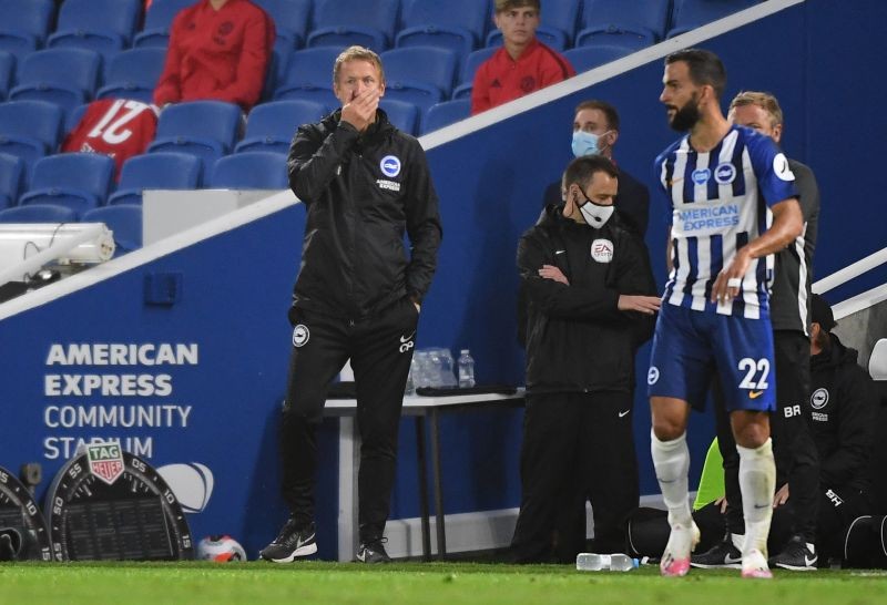 Brighton & Hove Albion manager Graham Potter reacts, as play resumes behind closed doors following the outbreak of the coronavirus disease (COVID-19) Andy Rain/Pool via REUTERS/Files