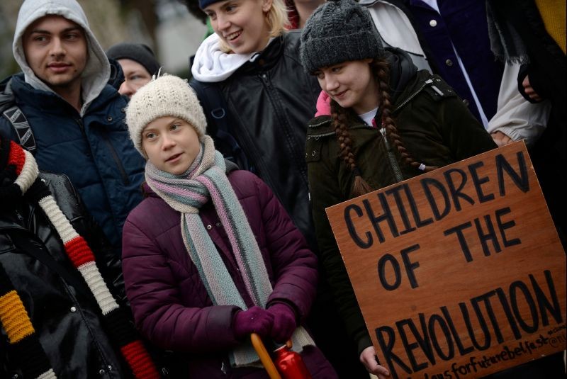 Swedish climate activist Greta Thunberg takes part in a protest outside the EU Council as EU environment ministers meet in Brussels, Belgium on March 5, 2020. (REUTERS File Photo)