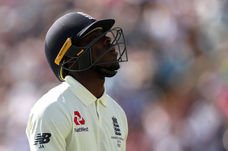 England's Jofra Archer looks dejected after being caught out by Australia's Tim Paine off the bowling of Pat Cummins Action Images via Reuters/Lee Smith/File Photo