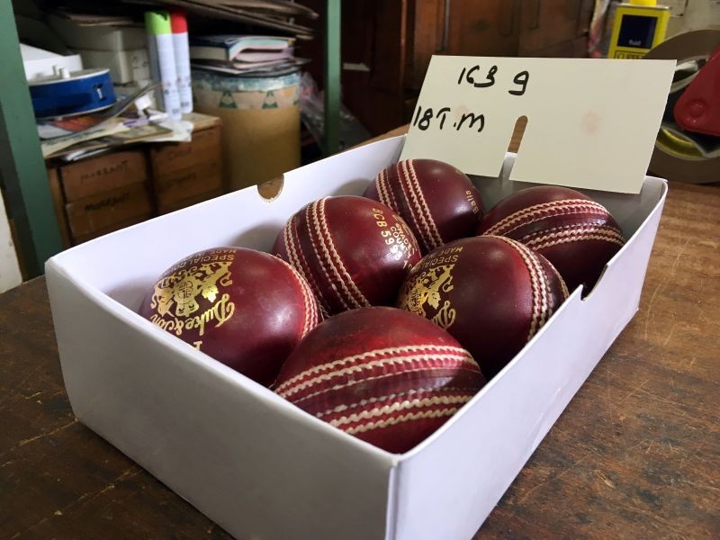 A box of freshly polished Dukes balls that will be used for the third Ashes test at the British Cricket Balls Ltd in Walthamstow, London, Britain July 31, 2019. REUTERS/Martyn Herman