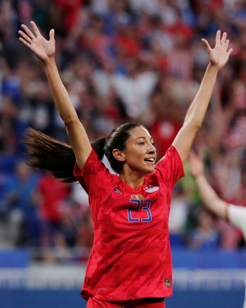 Christen Press of the U.S. celebrates scoring their first goal REUTERS/Benoit Tessier/File Photo