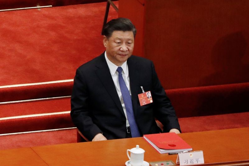 Chinese President Xi Jinping attends the closing session of the National People's Congress (NPC) at the Great Hall of the People in Beijing, China on May 28, 2020. (REUTERS File Photo)