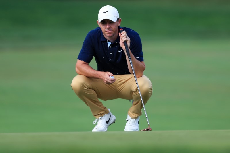 Rory McIlroy prepares to putt on the 13th green during the second round of The Memorial Tournament at Muirfield Village Golf Club. Aaron Doster-USA TODAY Sports