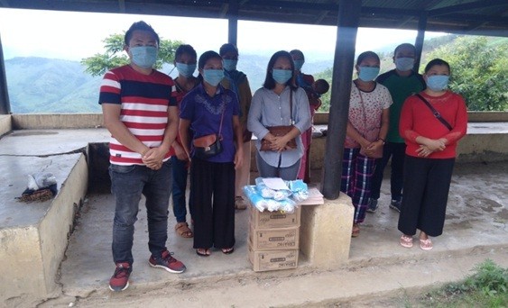 ATMA functionaries and others during the distribution of facemasks and soaps to farmers of Akhegwo and New Akhegwo village on June 22. (Photo Courtesy: ATMA Phek) 