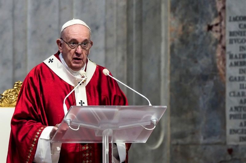 Pope Francis celebrates the Mass of Saint Peter and Paul, in St. Peter's Basilica, at the Vatican on June 29, 2020. (REUTERS File Photo)