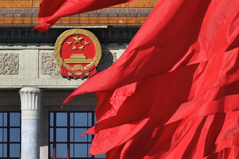 Red flags flutter outside the Great Hall of the People during the closing session of the Chinese People's Political Consultative Conference (CPPCC) in Beijing on China March 13, 2019. (REUTERS File Photo)